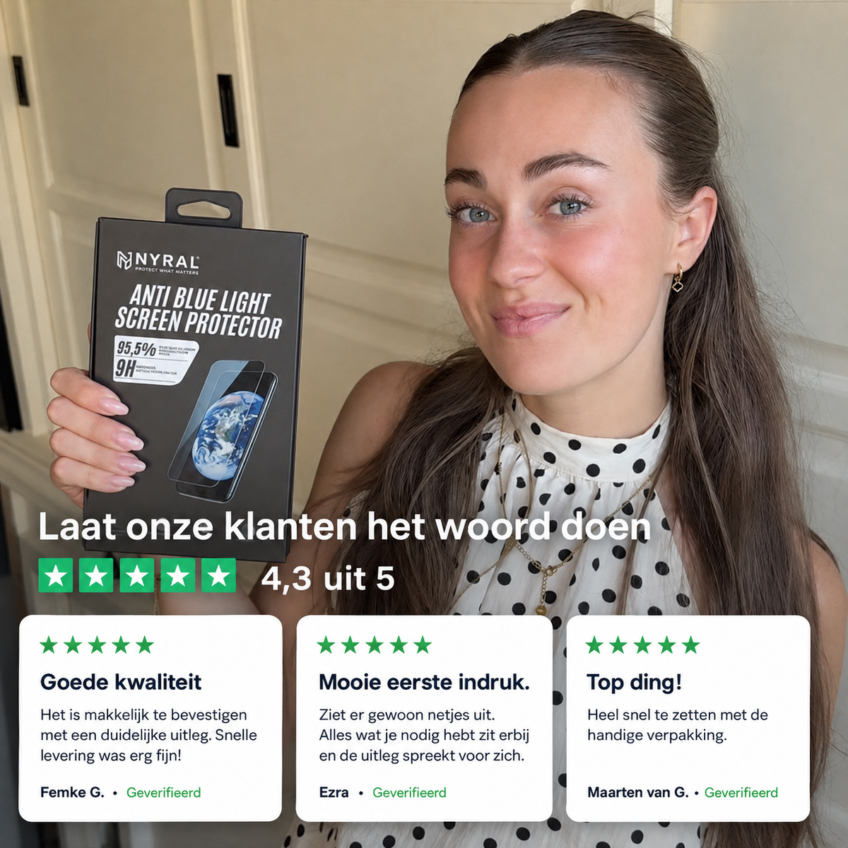 NYRAL® Blauwlicht Screenprotector voor iPhone